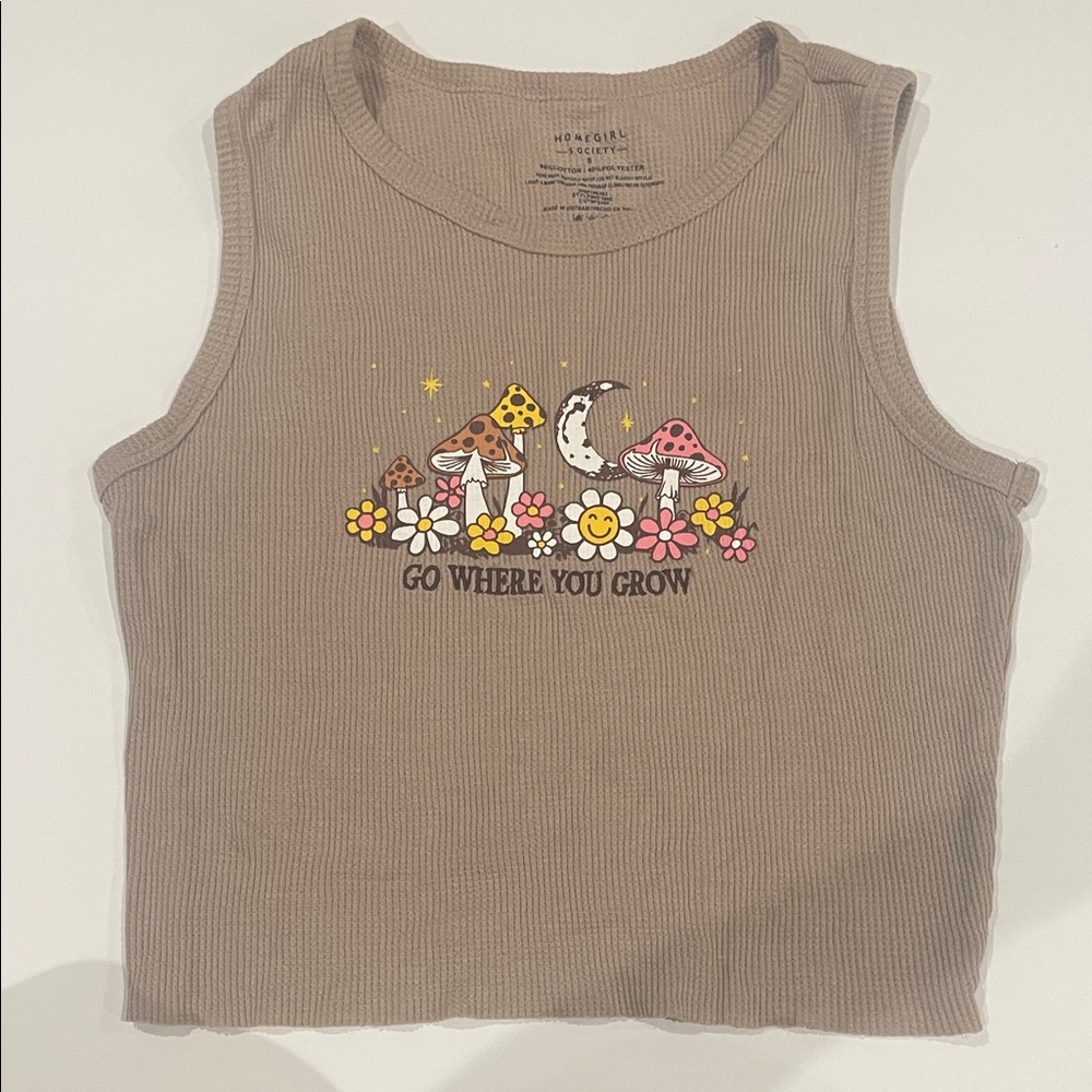 Brown Graphic Tank Top - Go Where You Grow